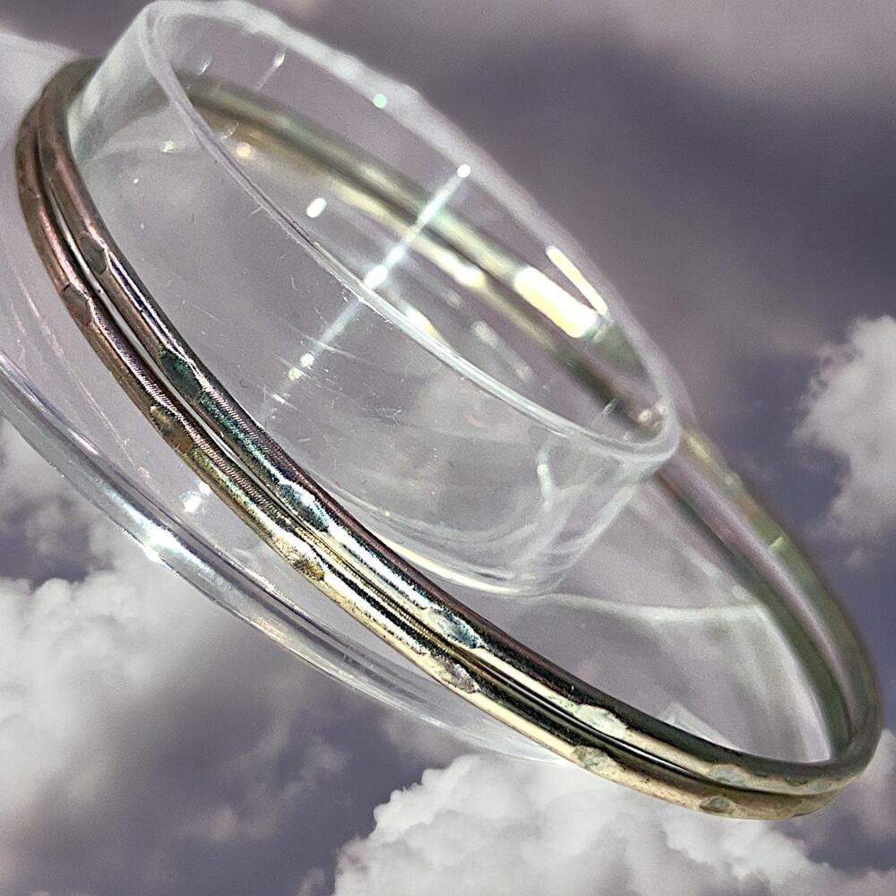 2 Silver-Tone Cut Pattern 3 1/8" Bangle Bracelet!